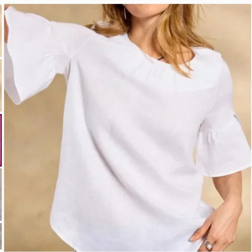 NWT Sundance White 100% Linen Loa Flutter Sleeve Top Large